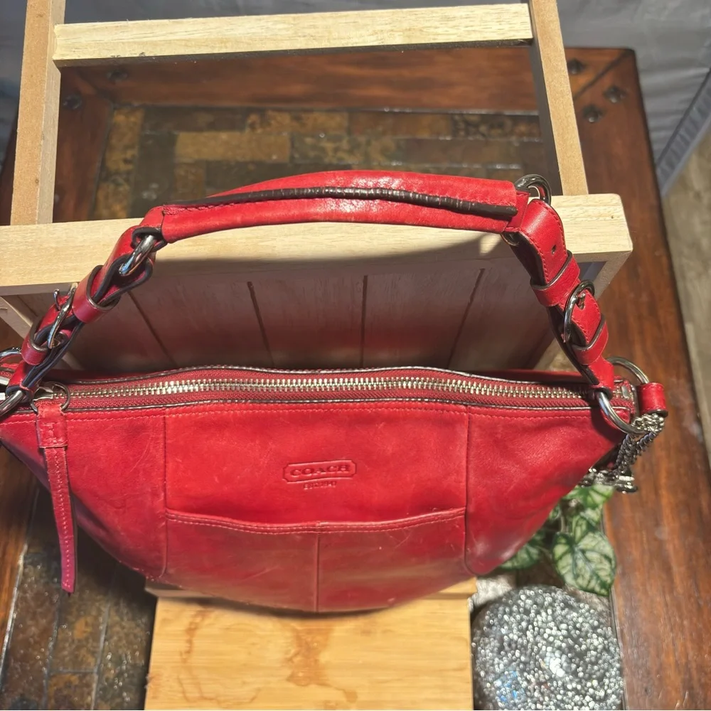 Coach Cherry Red Leather Hobo Bag